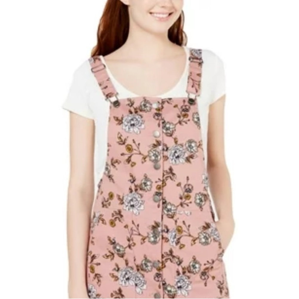 NWT Tinseltown coverall dress in deep blush rose floral print .